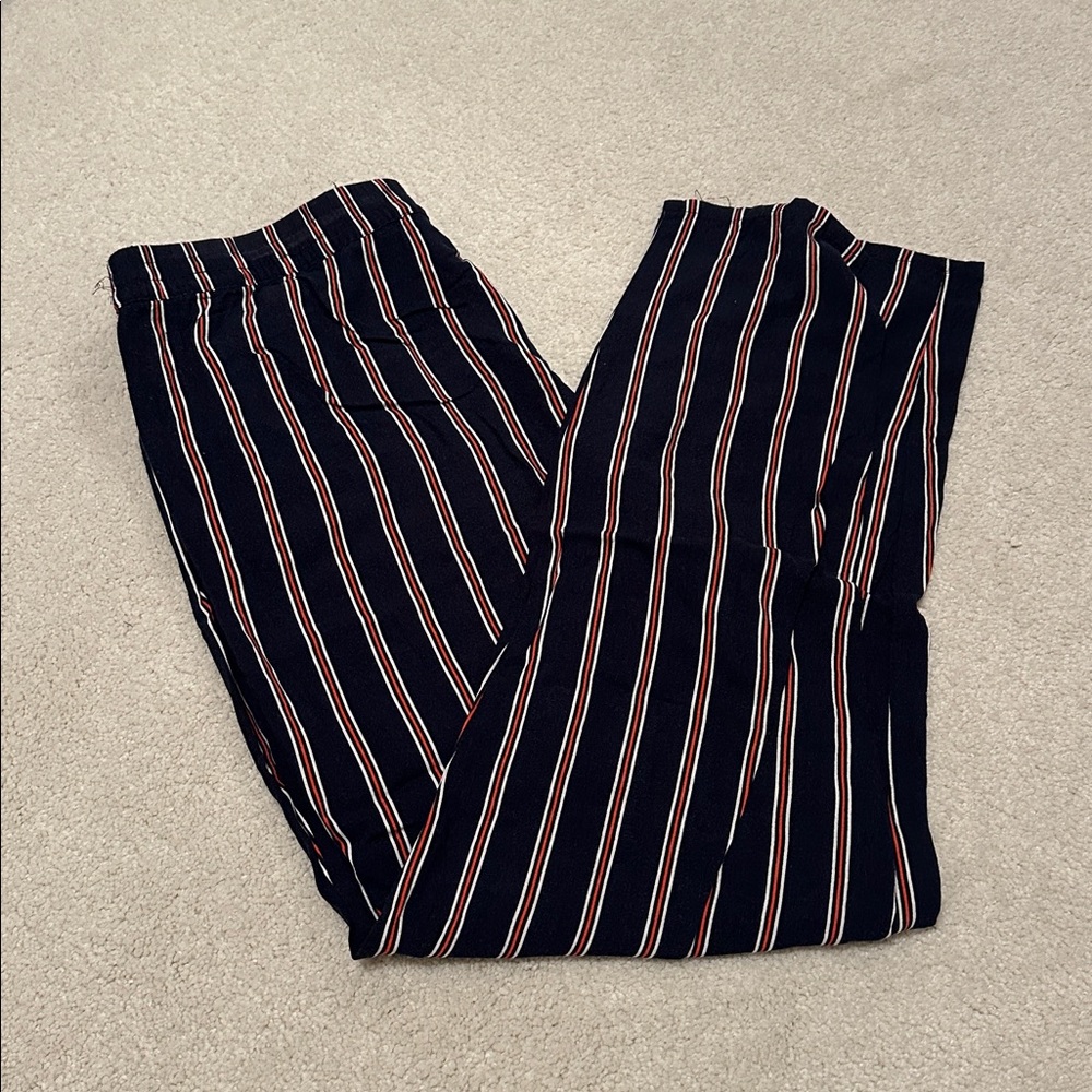 H&M navy pants with red and white stripes